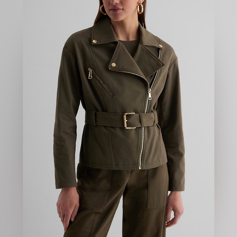 NWTS Express Belted Twill Moto Jacket